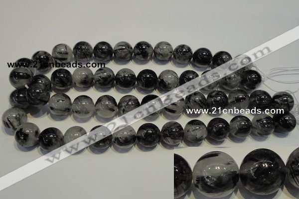 CRU506 15.5 inches 16mm round black rutilated quartz beads wholesale