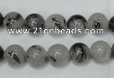 CRU52 15.5 inches 8mm round black rutilated quartz beads wholesale