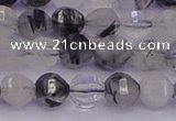 CRU521 15.5 inches 6mm faceted round black rutilated quartz beads