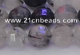 CRU523 15.5 inches 10mm faceted round black rutilated quartz beads