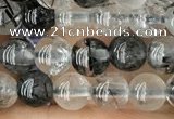 CRU531 15.5 inches 4mm round black rutilated quartz beads