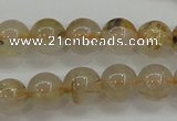 CRU552 15.5 inches 8mm round golden rutilated quartz beads