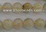 CRU582 15.5 inches 8mm round golden rutilated quartz beads