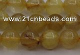 CRU603 15.5 inches 9mm round golden rutilated quartz beads