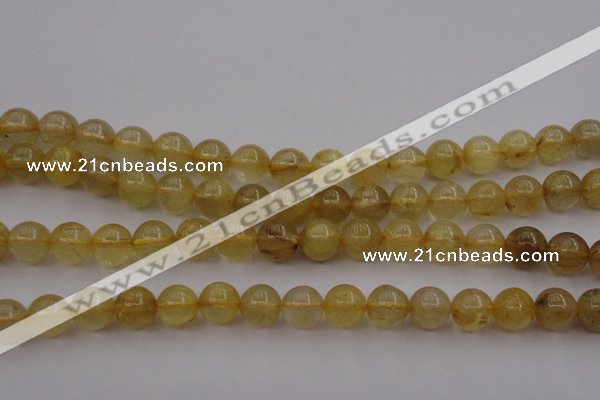 CRU603 15.5 inches 9mm round golden rutilated quartz beads