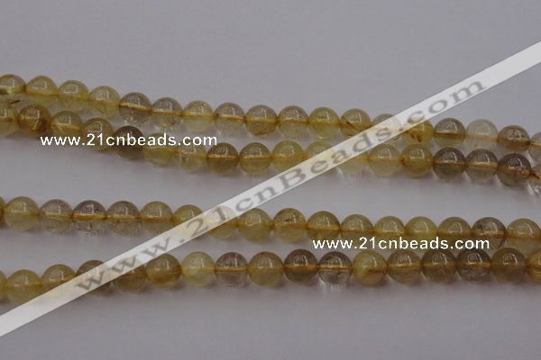 CRU612 15.5 inches 8mm round golden rutilated quartz beads