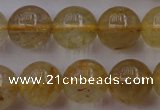 CRU613 15.5 inches 10mm round golden rutilated quartz beads