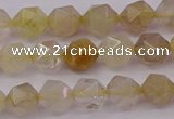 CRU621 15.5 inches 6mm faceted nuggets golden rutilated quartz beads