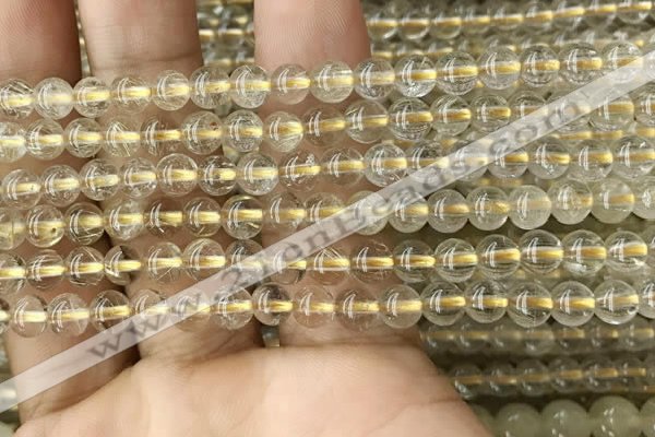 CRU628 15.5 inches 5mm round golden rutilated quartz beads