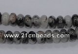 CRU63 15.5 inches 5*8mm rondelle black rutilated quartz beads