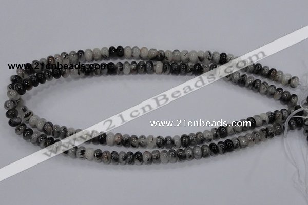 CRU63 15.5 inches 5*8mm rondelle black rutilated quartz beads