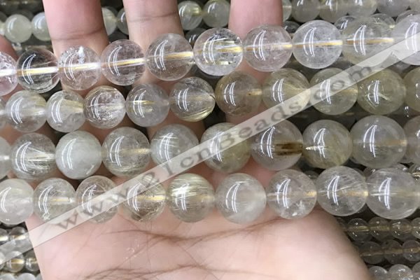 CRU634 15.5 inches 13mm round golden rutilated quartz beads