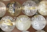 CRU637 15.5 inches 8mm round golden rutilated quartz beads