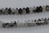 CRU65 15.5 inches 4*8mm rondelle black rutilated quartz beads