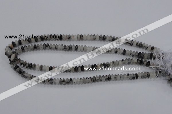 CRU65 15.5 inches 4*8mm rondelle black rutilated quartz beads