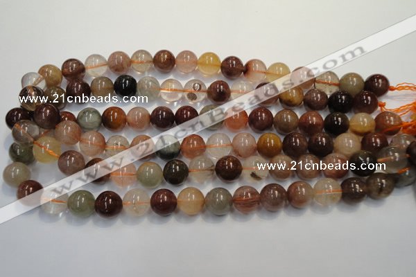 CRU655 15.5 inches 12mm round Multicolor rutilated quartz beads