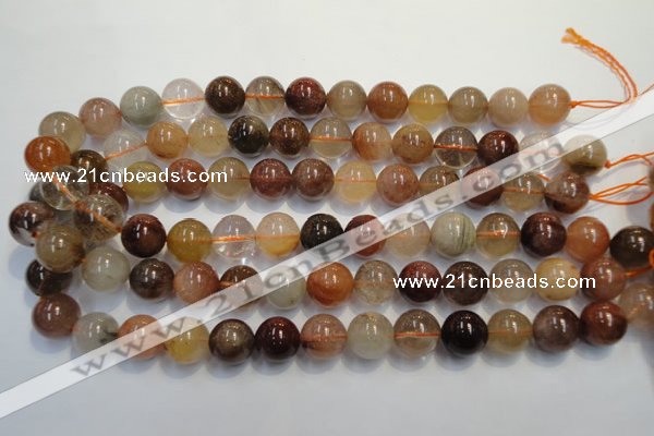 CRU656 15.5 inches 14mm round Multicolor rutilated quartz beads
