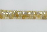 CRU667 15.5 inches 6mm faceted round golden rutilated quartz beads