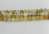 CRU669 15.5 inches 10mm faceted round golden rutilated quartz beads