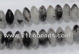 CRU67 15.5 inches 6*12mm rondelle black rutilated quartz beads