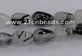 CRU69 15.5 inches 10*14mm teardrop black rutilated quartz beads