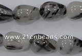 CRU70 15.5 inches 13*18mm teardrop black rutilated quartz beads