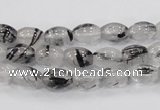 CRU71 15.5 inches 8*10mm rice black rutilated quartz beads wholesale