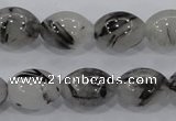 CRU72 15.5 inches 12*16mm rice black rutilated quartz beads wholesale