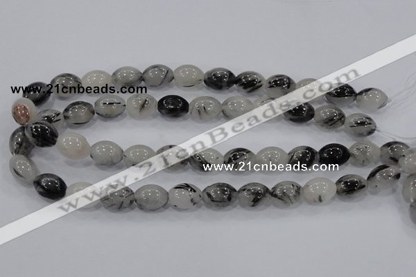 CRU72 15.5 inches 12*16mm rice black rutilated quartz beads wholesale