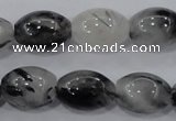 CRU73 15.5 inches 13*18mm rice black rutilated quartz beads wholesale