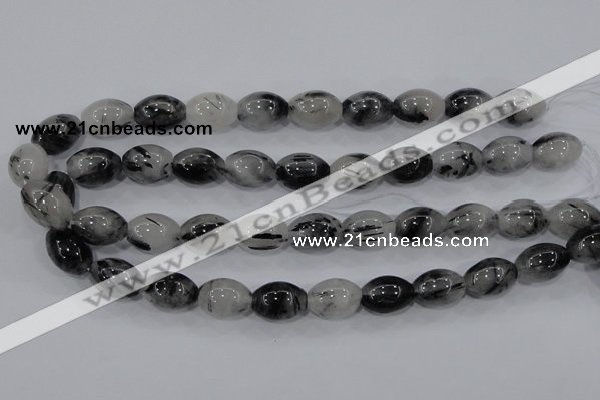 CRU73 15.5 inches 13*18mm rice black rutilated quartz beads wholesale