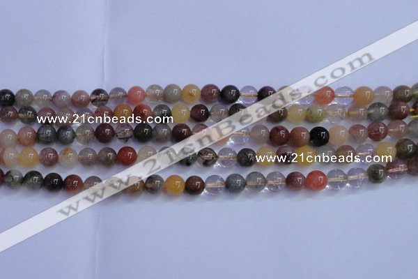 CRU750 15.5 inches 4mm round Multicolor rutilated quartz beads