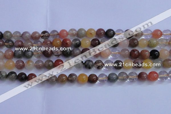 CRU752 15.5 inches 8mm round Multicolor rutilated quartz beads