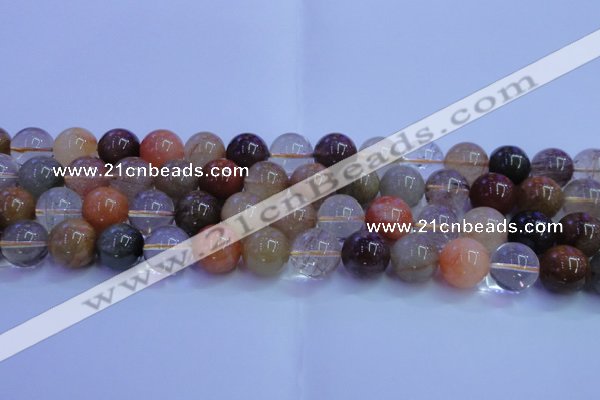 CRU754 15.5 inches 12mm round Multicolor rutilated quartz beads