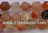 CRU767 15.5 inches 8mm faceted nuggets mixed rutilated quartz beads