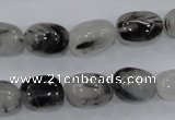 CRU77 15.5 inches 10*14mm nugget black rutilated quartz beads