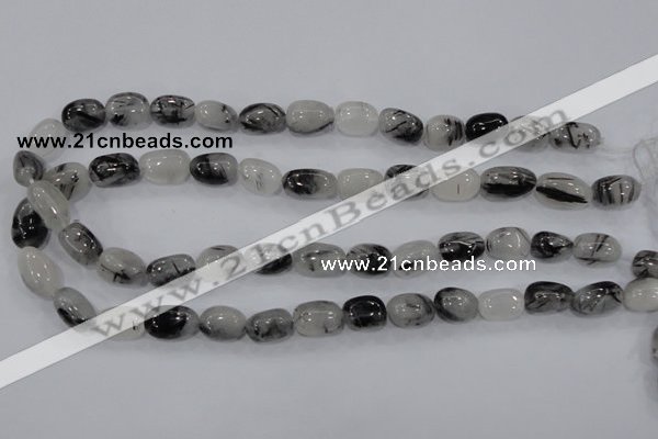 CRU77 15.5 inches 10*14mm nugget black rutilated quartz beads