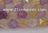 CRU772 15.5 inches 8mm faceted nuggets lavender amethyst & citrine beads