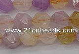 CRU773 15.5 inches 10mm faceted nuggets lavender amethyst & citrine beads