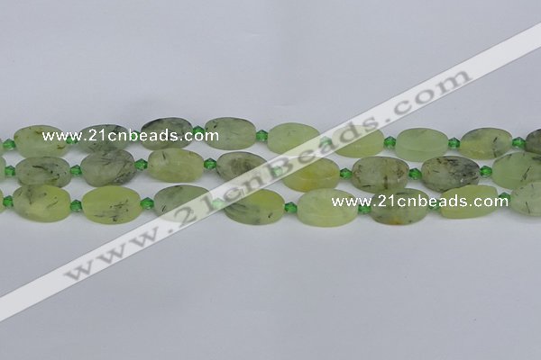 CRU781 15.5 inches 10*16mm oval green rutilated quartz beads