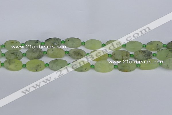 CRU782 15.5 inches 11*18mm oval green rutilated quartz beads