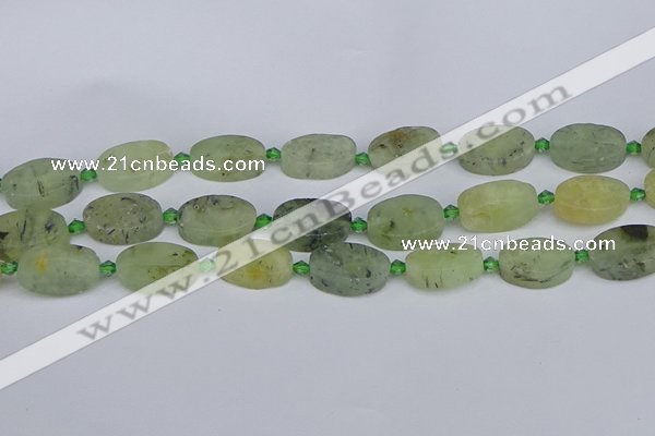 CRU783 15.5 inches 13*20mm oval green rutilated quartz beads