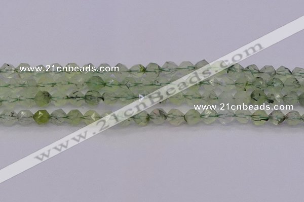 CRU791 15.5 inches 6mm faceted nuggets green rutilated quartz beads