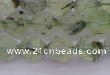 CRU792 15.5 inches 8mm faceted nuggets green rutilated quartz beads