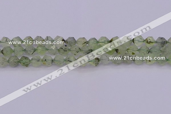 CRU792 15.5 inches 8mm faceted nuggets green rutilated quartz beads