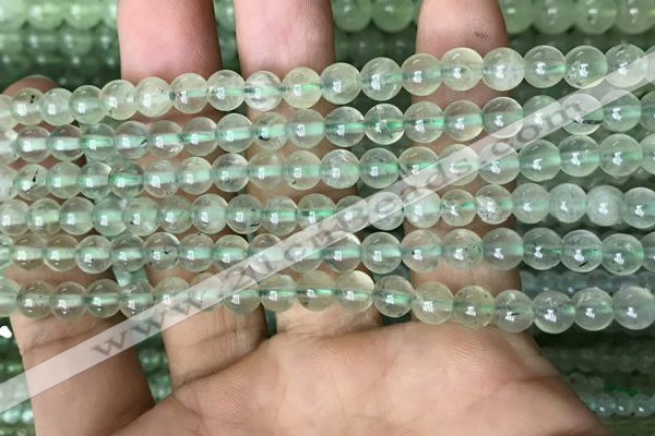 CRU811 15.5 inches 6mm round green rutilated quartz beads