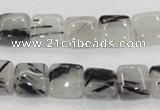 CRU84 15.5 inches 10*10mm square black rutilated quartz beads