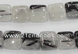 CRU85 15.5 inches 12*12mm square black rutilated quartz beads