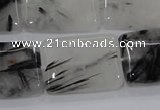 CRU86 15.5 inches 18*25mm rectangle black rutilated quartz beads