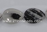 CRU88 15.5 inches 18*25mm flat teardrop black rutilated quartz beads